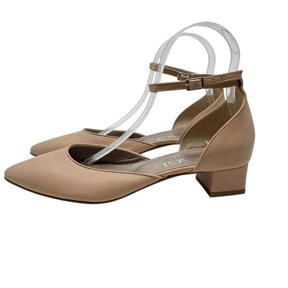 Agl D'Orsay Pumps Leather Low Heels Neutral Beige Size 36.5 US 6.5 - Picture 10 of 15